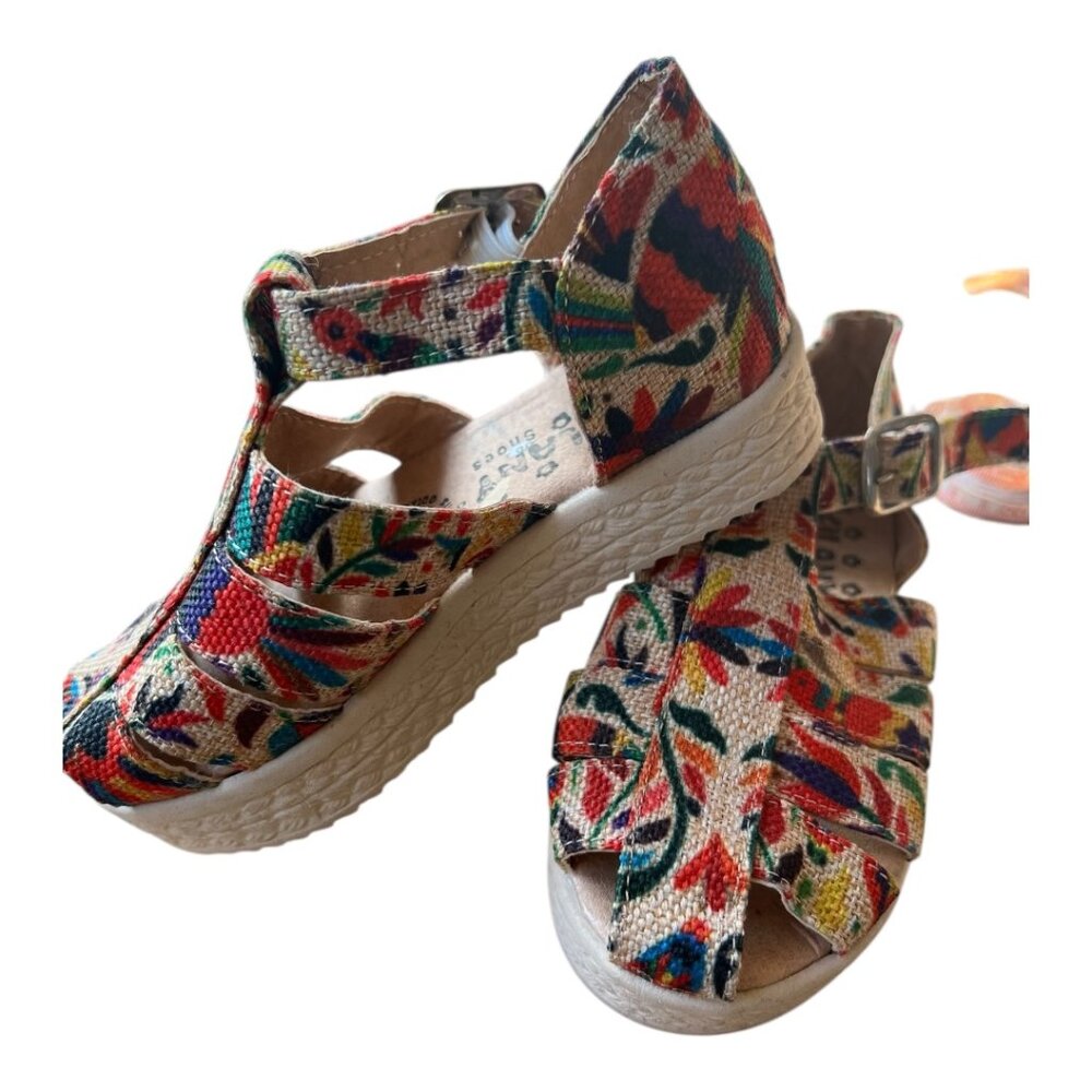 Lelani Floral Woven Sandals Girls Approx US 10 | Buckle Ankle Strap